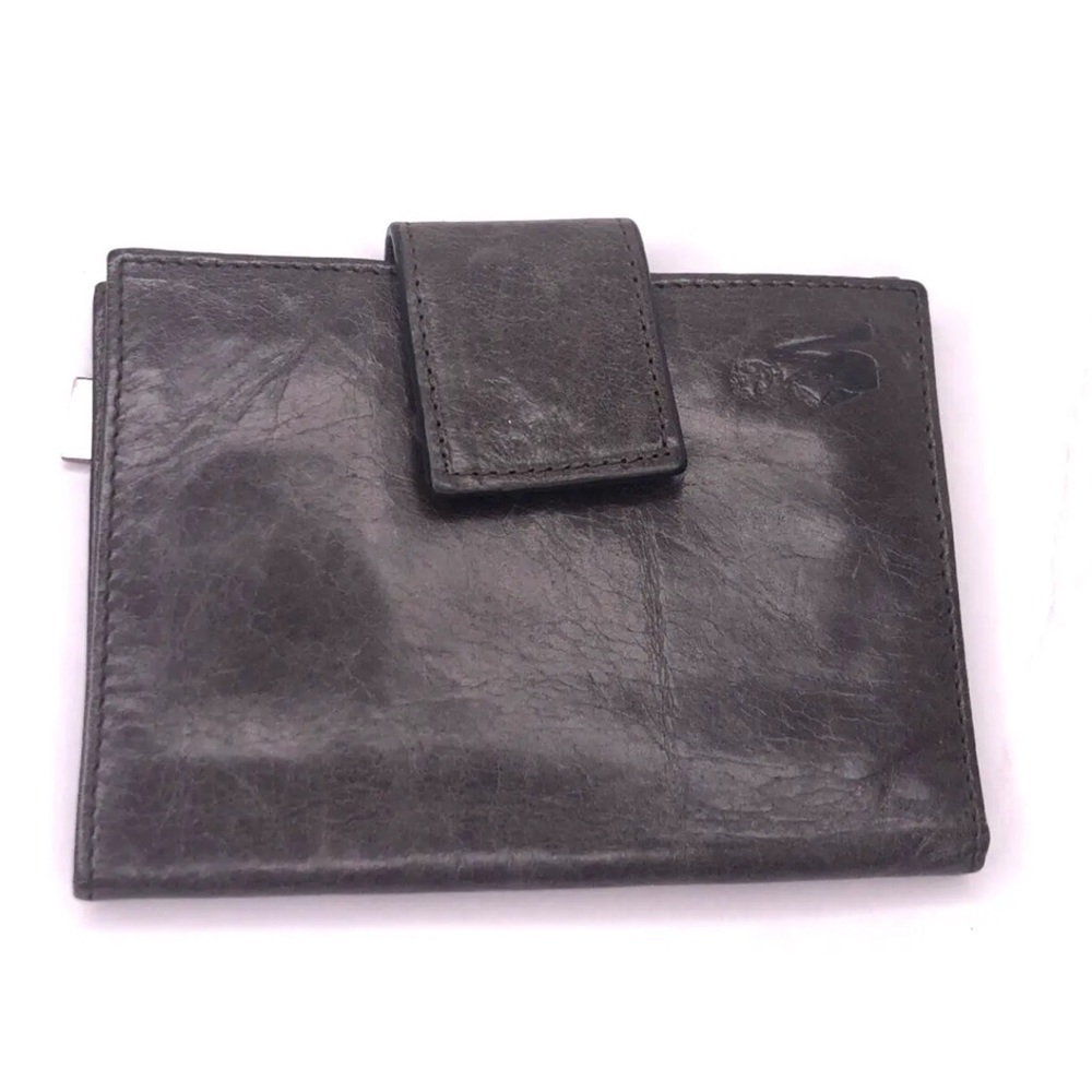 Helen Welsh Wallet Bifold Gray Leather Snap Closure 4"X5" Credit Card ID Slots